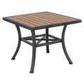 Gartentisch 90 x 90 x 75 cm mit Holzlatten und Metallgestell Braun Schwarz