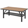 Gartentisch 120 x 60 x 45 cm Holz Metall Braun Schwarz mit Ablage