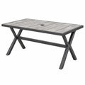 Gartentisch 150 x 90 x 75 cm mit Metallgestell Grau - rechteckig mit Schirmloch