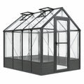 Gewächshaus 190 x 190 x 195 cm Aluminium Anthrazit Transparent mit Doppeldachfenstern