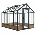 Gewächshaus 305 x 190 x 230 cm Aluminium Glas Schwarz Transparent mit Dachfenstern