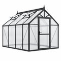 Gewächshaus 240 x 190 x 195 cm Metall Schwarz mit Polycarbonatplatten und Dachfenstern