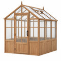 Gewächshaus 180 x 120 x 210 cm Naturholz mit transparenten Paneelen und Dachfenster