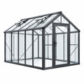 Gewächshaus 250 x 190 x 230 cm Aluminium Glas Anthrazit freistehend mit Dachfenstern