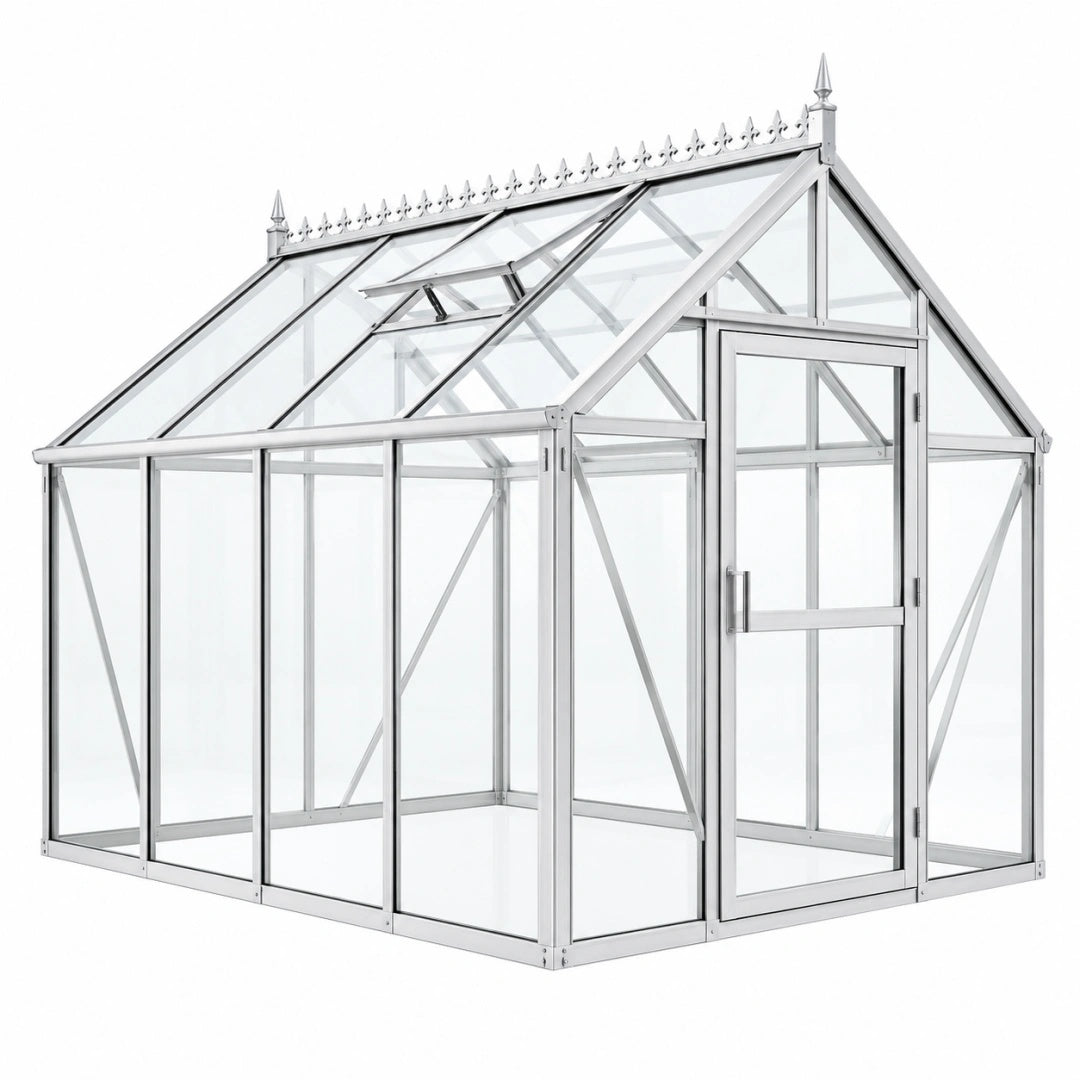 Gewächshaus 190 x 190 x 195 cm Aluminium Silber Transparent mit Glas viktorianischer Stil
