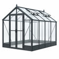 Gewächshaus 312 x 244 x 250 cm Aluminium Glas Anthrazit mit Doppeltür und Dachfenstern