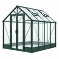 Gewächshaus 190 x 190 x 195 cm Aluminium Polycarbonat Grün mit Doppeltür und Dachfenstern