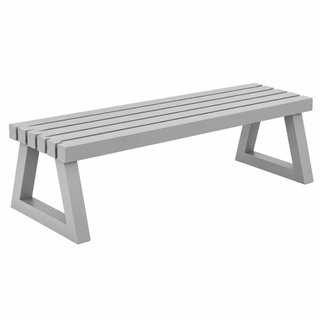 Gartenbank 150 cm aus Holz grau mit Lattenfläche im modernen Stil