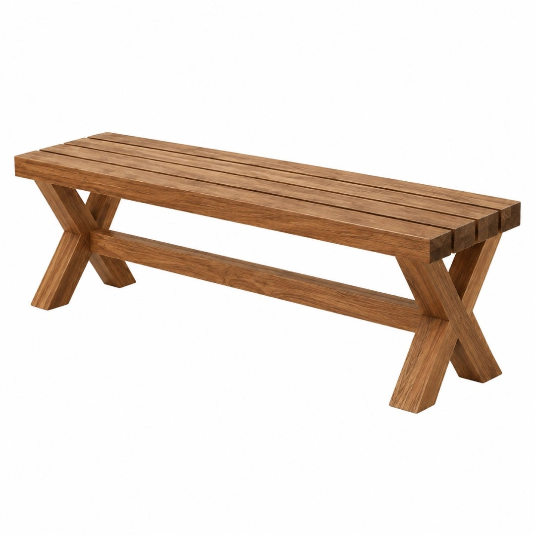 Gartenbank 180 cm aus Holz Braun mit Lattenfläche im Landhausstil