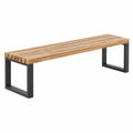 Gartenbank 180 x 35 x 45 cm Holz Naturfarben Metall Schwarz - Lattenbank im modernen Stil