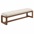 Sitzbank 160 x 45 x 45 cm Holz Textil Braun Creme gepolstert modern