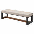 Sitzbank 160 x 40 x 45 cm mit Stoffpolsterung Beige Metallgestell im Industriestil