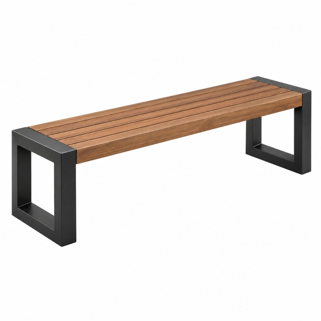Gartenbank 120 x 35 x 45 cm Holz Braun Stahl Schwarz - modern