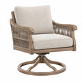 Drehsessel 82 x 85 x 92 cm Holz Taupe mit Seilbespannung und Polsterung