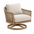 Drehsessel 78 x 80 x 84 cm aus Holz und Seil in Natur Beige mit Polsterung