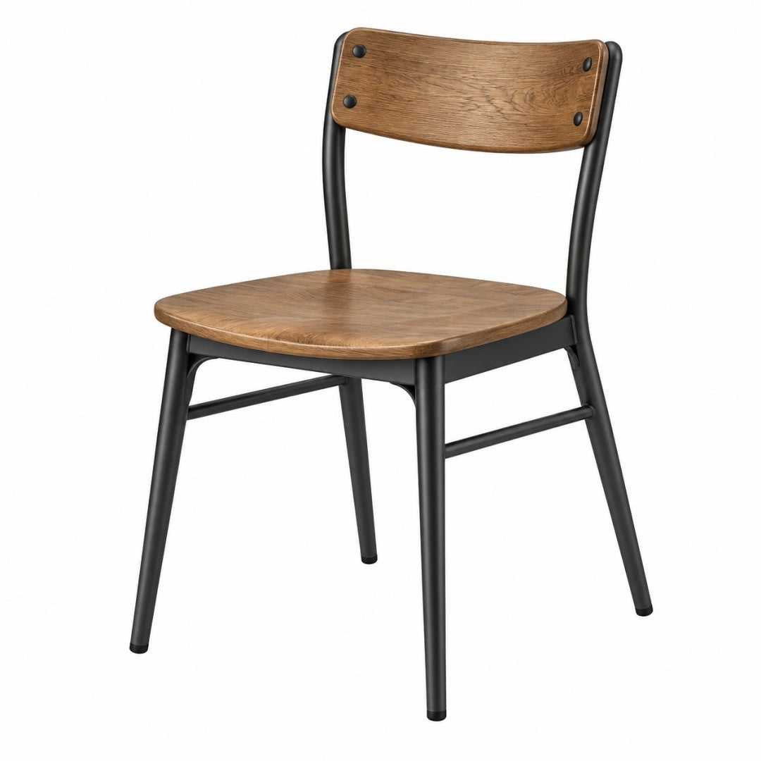 Esszimmerstuhl 45 x 52 x 82 cm Holz Metall Braun Schwarz im Industrie-Stil