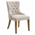 Polsterstuhl 65 x 60 x 100 cm Beige Stoff Holzbeine Chesterfield-Stil