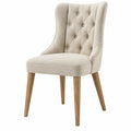 Esszimmerstuhl 60 x 65 x 105 cm Beige Stoffbezug Holzbeine mit Knopfheftung