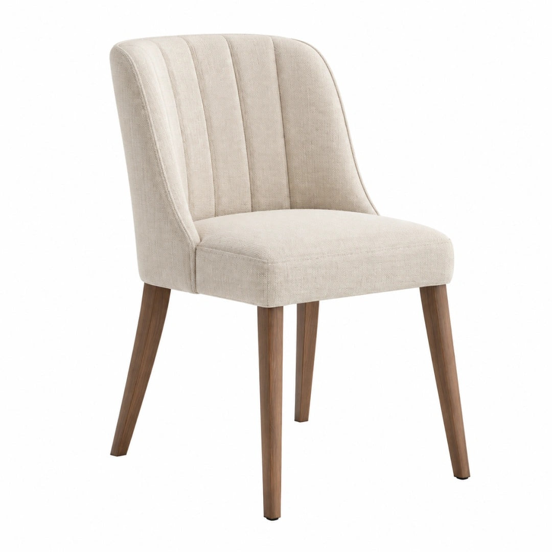 Esszimmerstuhl 56 x 62 x 84 cm Textil Beige mit Holzbeinen Modern